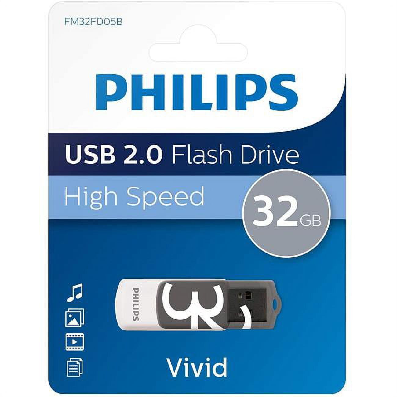 Picture of Philips PHMMD32GBVIVID Philips 32GB USB Flash Drive 2.0 Vivid - Grey