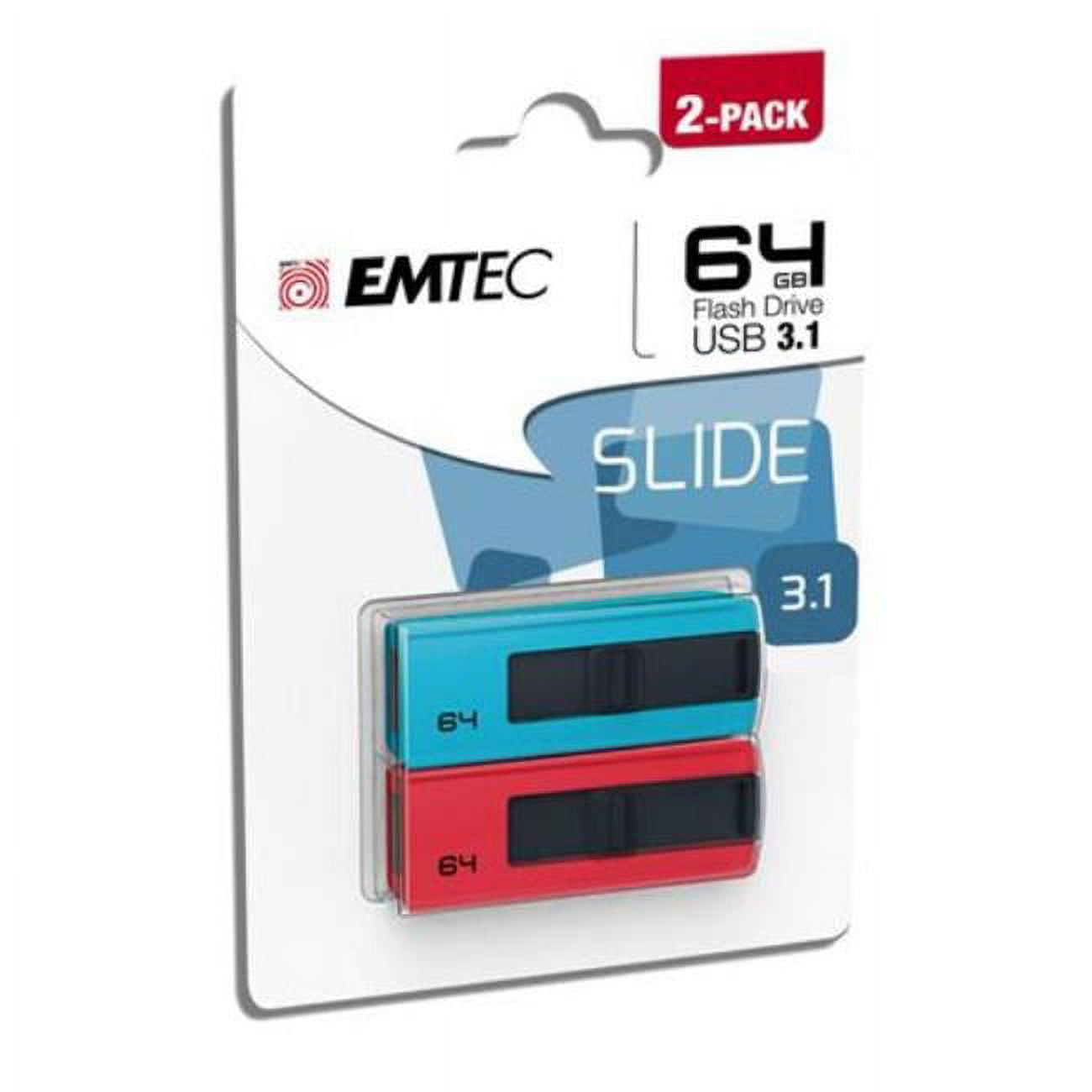 Picture of Emtec ECMMD64GB253P2 3.1 B253 64GB Slide USB - Pack of 2