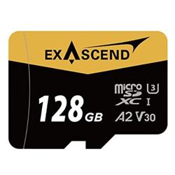 Picture of Exascend EX128GUSDU1 64G-128G-256GB UHS-I MicroSD Card with U3 - V30 - A2 upto 175MBs Ideal for Smartphones - Camera - Drones - Game Consoles - Dashcams