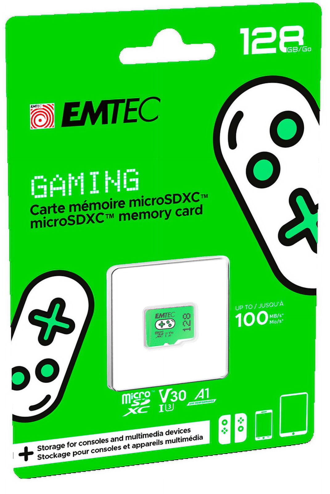Picture of Emtec ECMSDM128GXCU3G Gaming MSD UHS-I U3 V30 A1 128GB Memory Cards