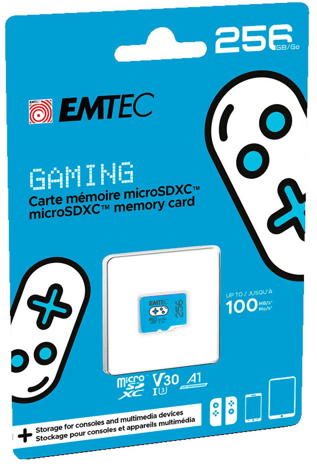 Picture of Emtec ECMSDM256GXCU3G Gaming MSD Cl10 UHS-I U3 V30 A1 256GB Memory Card