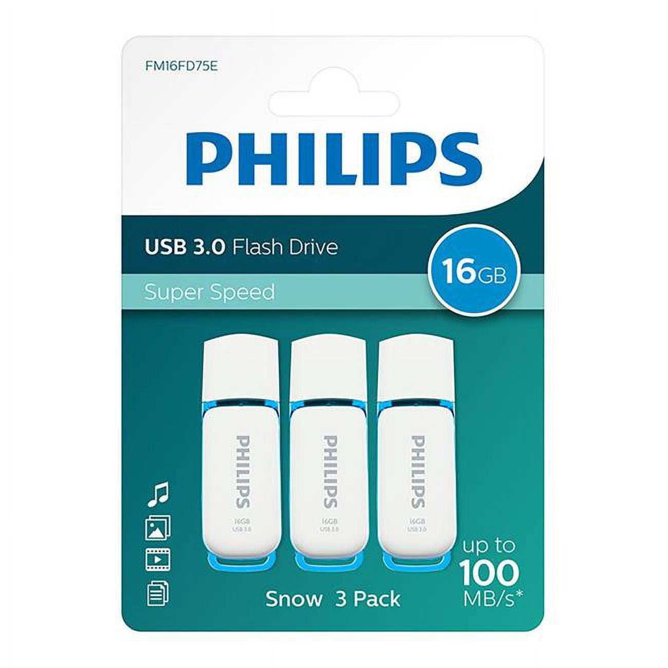 Picture of Philips PHUSB16GSNOWU3P3 USB3.2 Snow 16GB Flash Drive - Pack of 3