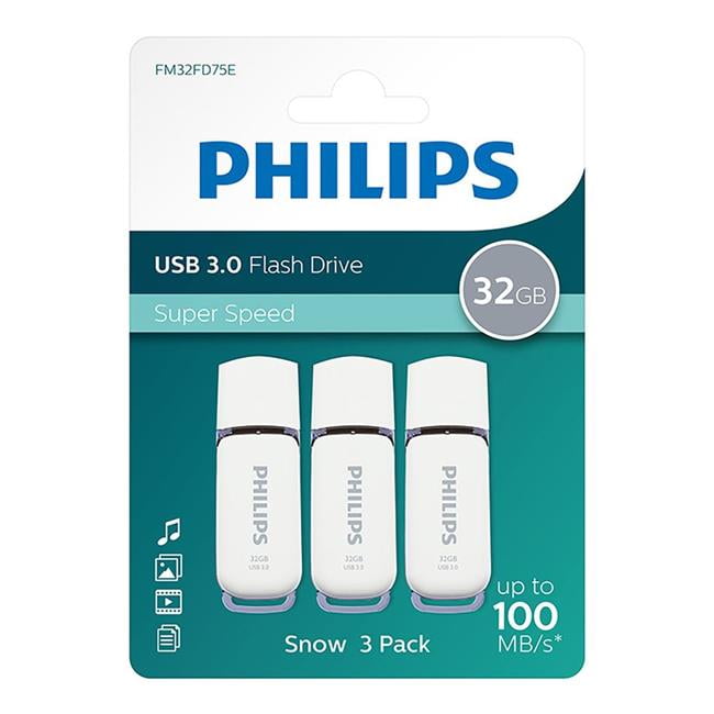 Picture of Philips PHUSB32GSNOWU3P3 USB3.2 Snow 32GB Flash Drive - Pack of 3