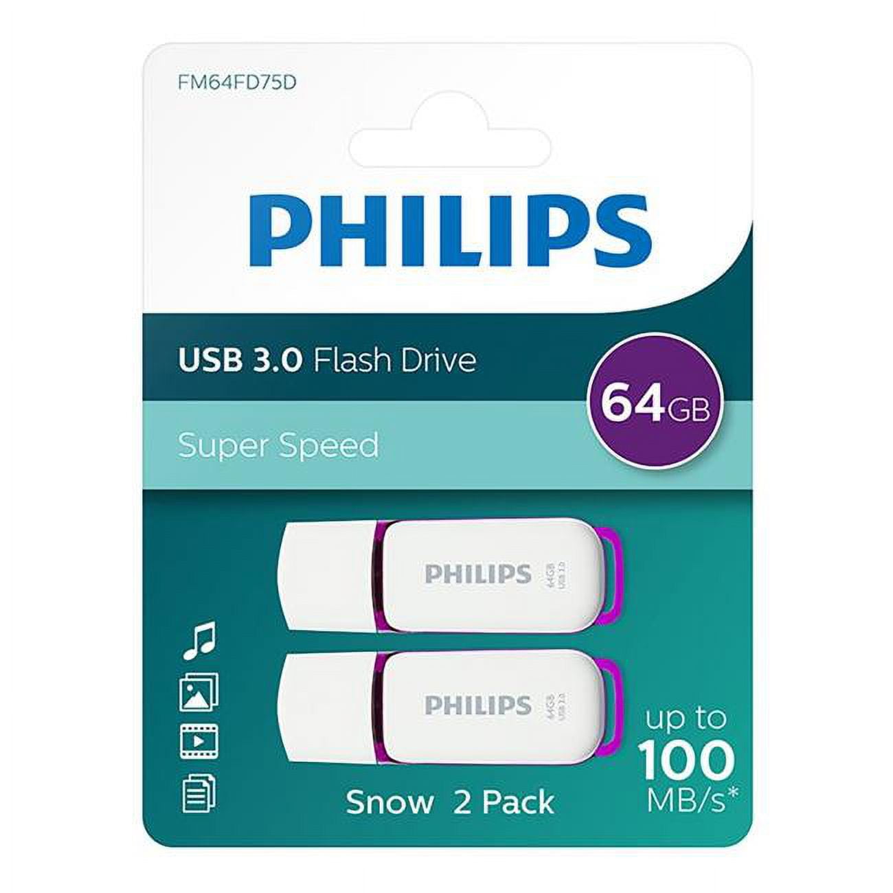 Picture of Philips PHUSB64GSNOWU3P2 USB3.2 Snow 64GB Flash Drive - Pack of 2