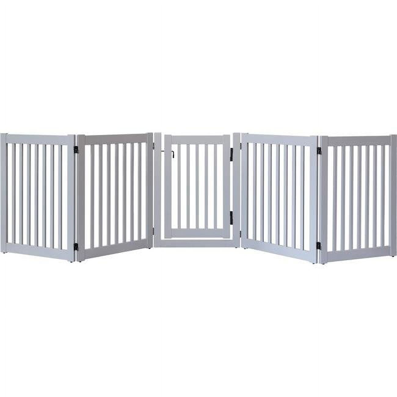 Picture of Dynamic Accents DA502 32 in. Highlander Series Solid Wood Pet Gate&#44; Pumice Grey - 5 Panel Walk Through