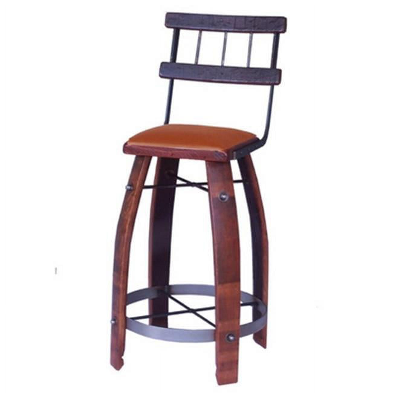 Picture of 2 Day Designs 169T24 24 in. Leather Stave Stool with Back&#44; Tan