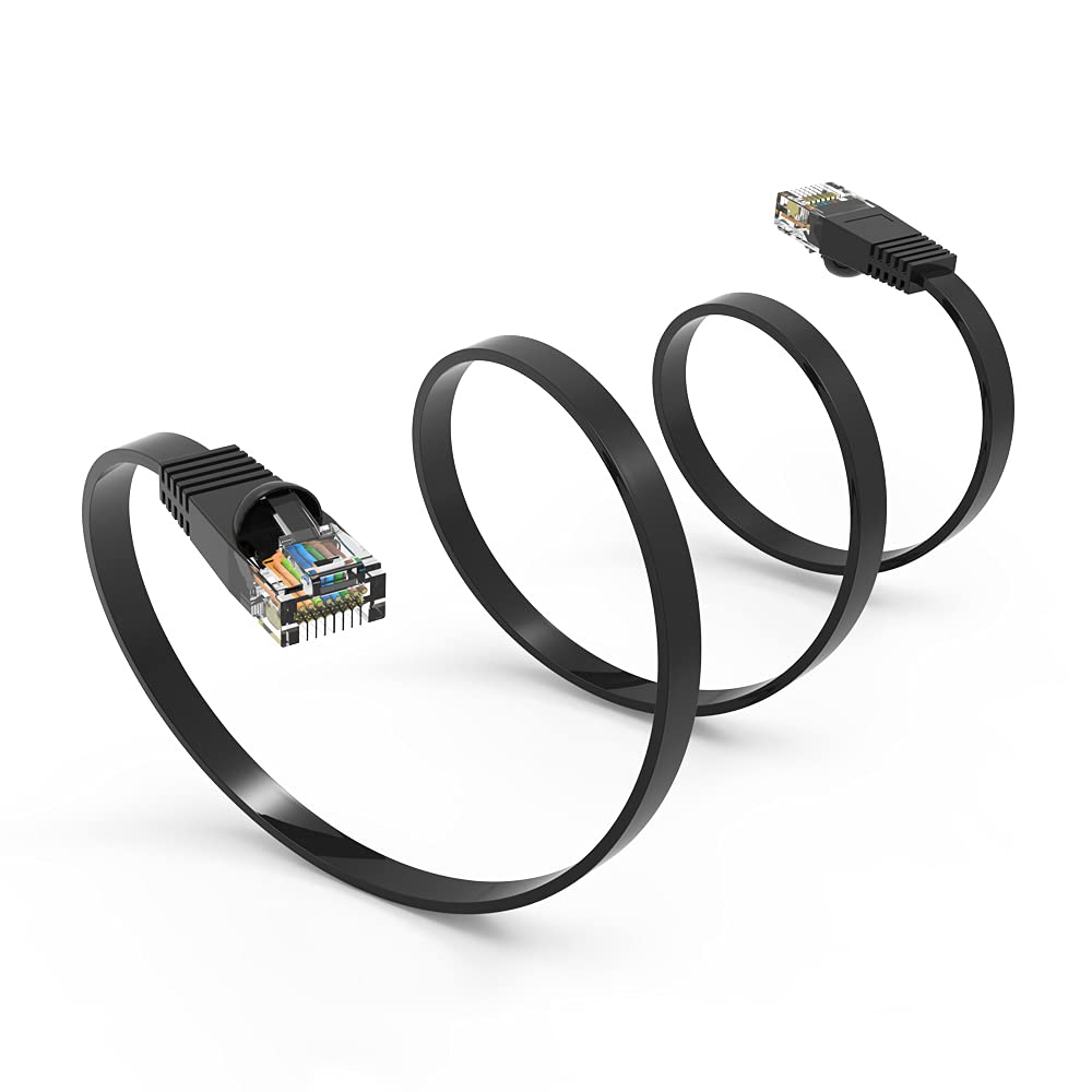 CableWholesale 10X8-62203 Cat6 Black Flat Ethernet Patch Cable  32 AWG  3 foot