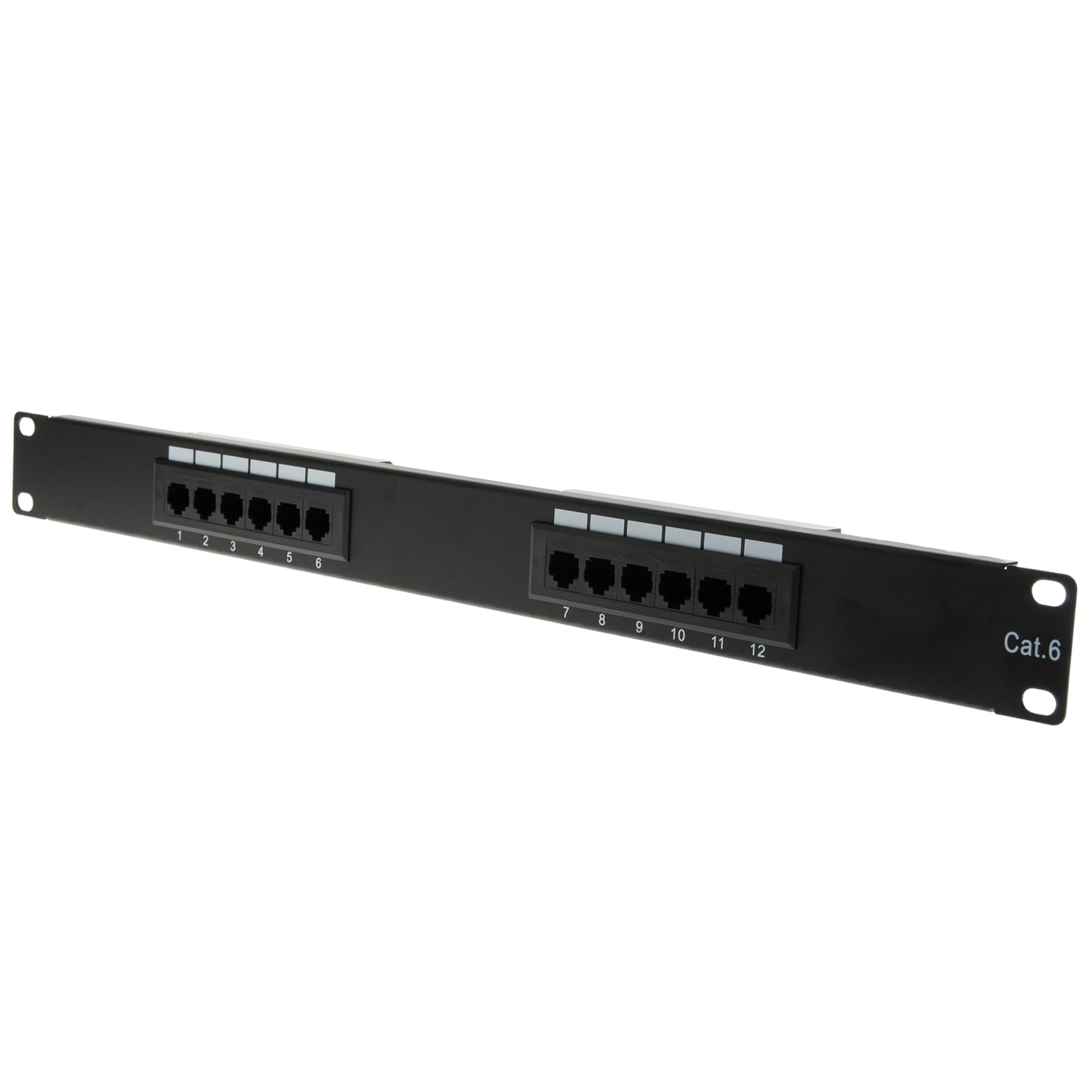 CableWholesale 69BK-06012 Rackmount 12 Port Cat 6 Patch Panel Horizontal 110 Type 568A 568B Compatible 1U