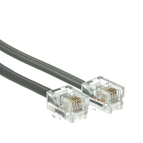 Telephone Cord (Data)  RJ11  6P  4C  Silver Satin  Straight  50 foot