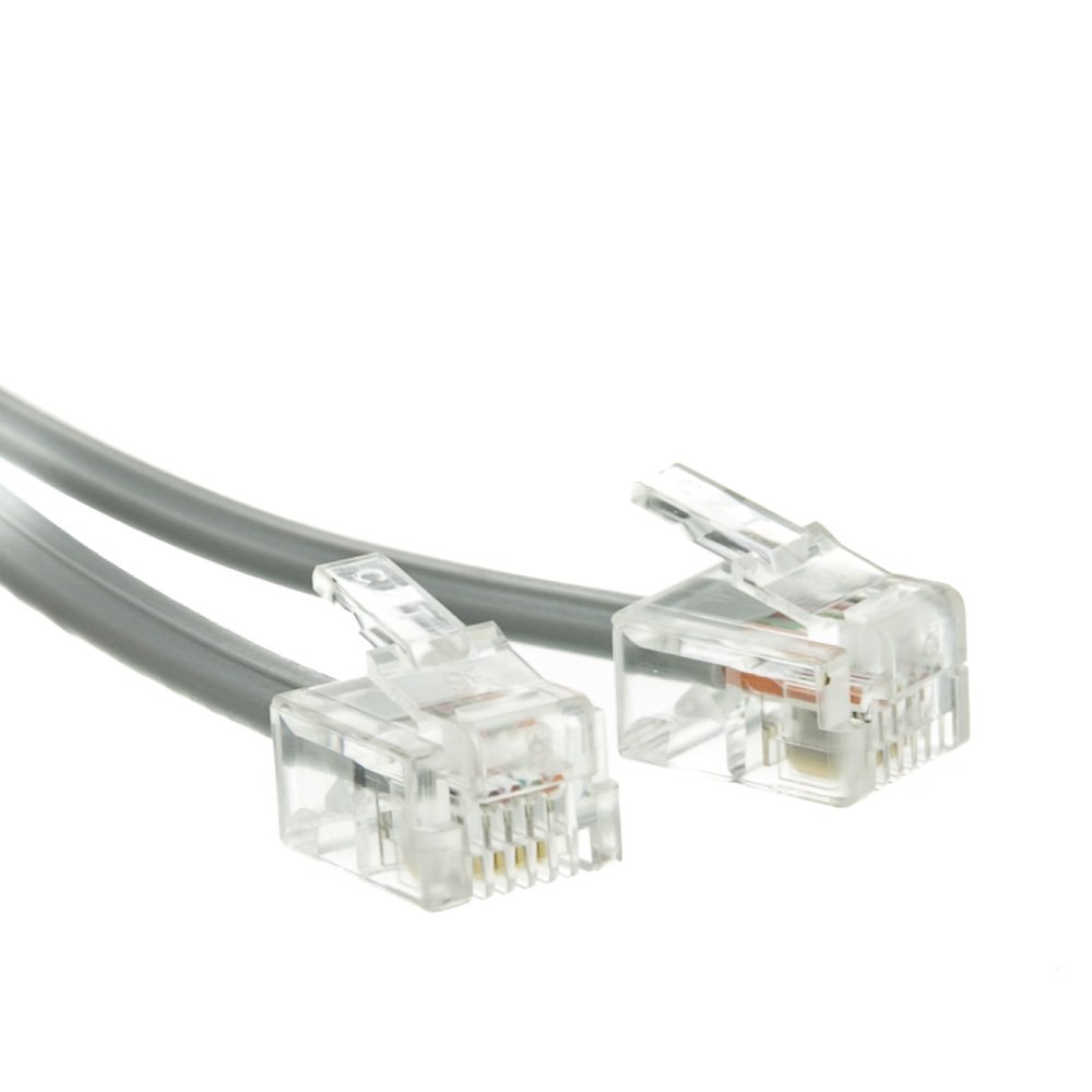 Telephone Cord (Voice), RJ11, 6P, 4C, Silver Satin, Reverse, 25 foot