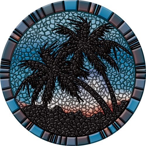 Palm Trees Poolsaic -blue- 29 inches 67B00-00029