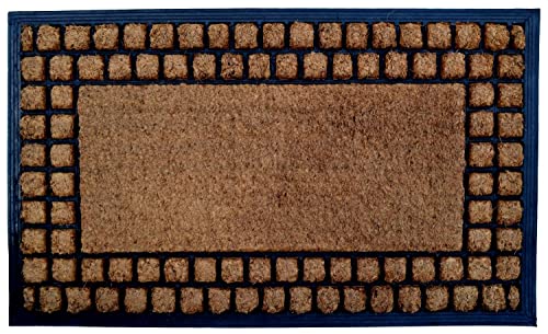 Imports Decor 703RBCM Rubber Back Coir Doormat Checkerboard Border