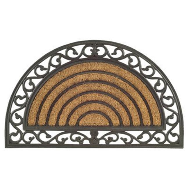 Imports Decor 708RBCM Half Round Rubber Back Coir Doormat Scrolled Grill