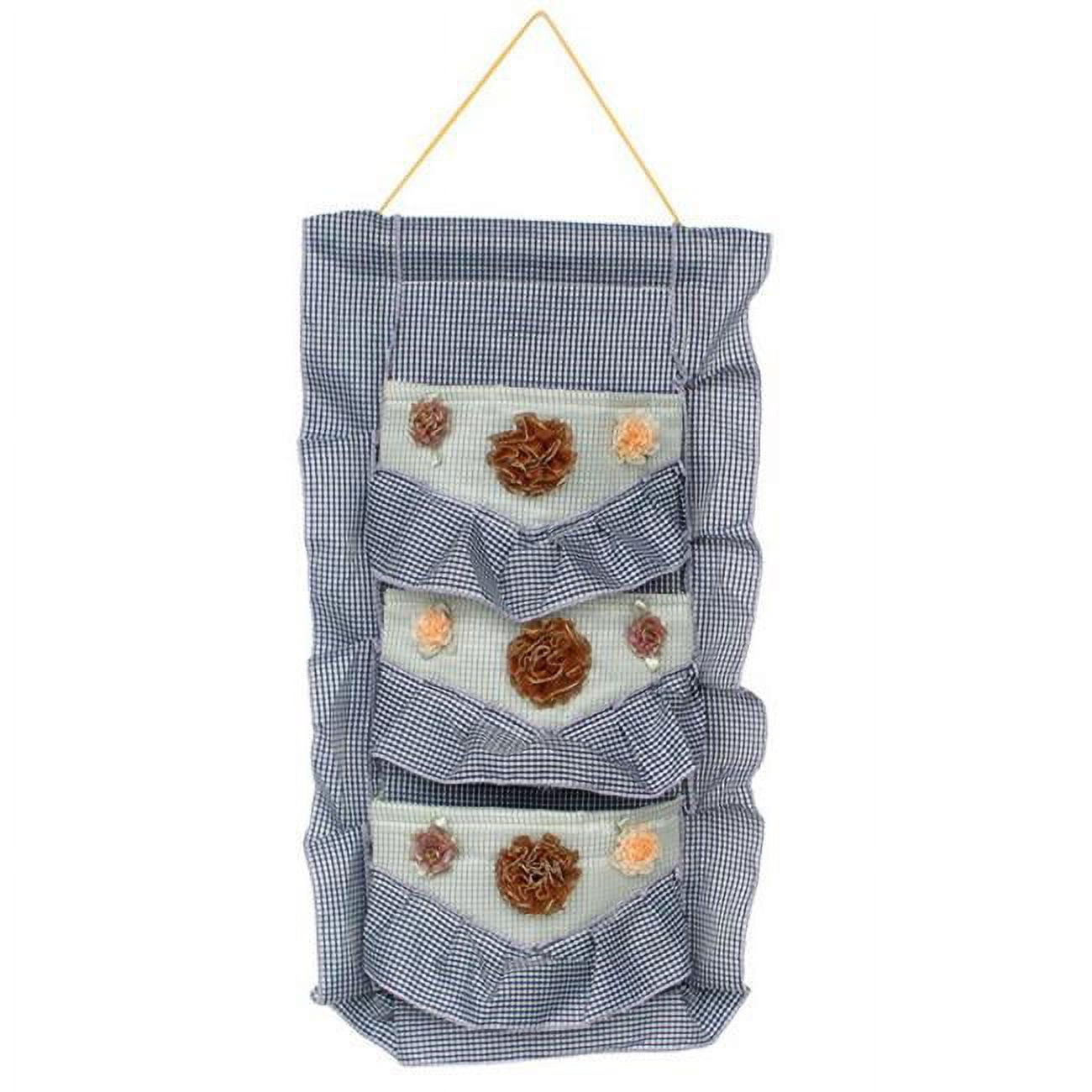 Plaid and Lace Blue/Wall Hanging/Wall Organizers /Baskets /Hanging Baskets/Baskets