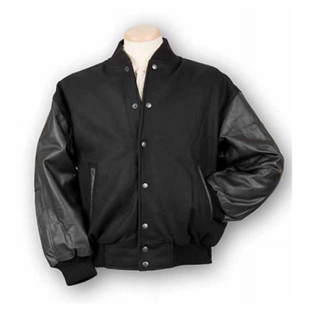 Burk'S Bay 5000-5XXL 2XLarge Wool and Leather Varsity Jacket in Black