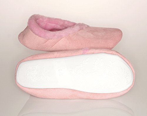 Picture of Living Healthy Products LSFL-002-910 Large 9-10 Womens Synthetic Fur Lined Suede Slippers in Pink