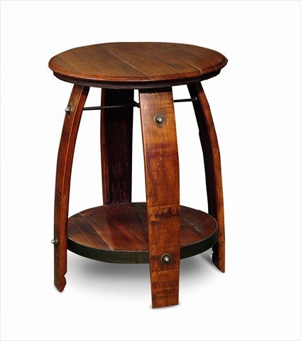 2 Day Designs 819 Wine Barrel Side Table with shelf