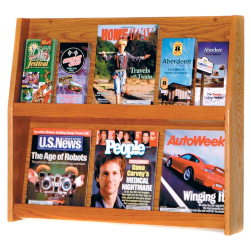 Picture of Wooden Mallet LD24-12MO Slope 12 Pocket Literature Display in Medium Oak - 2Hx6W