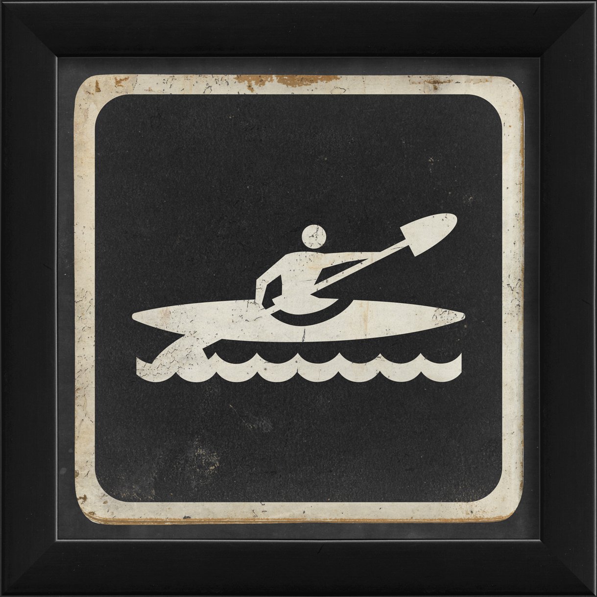 Artwork Factory Kayaking Sign Black Framed Print