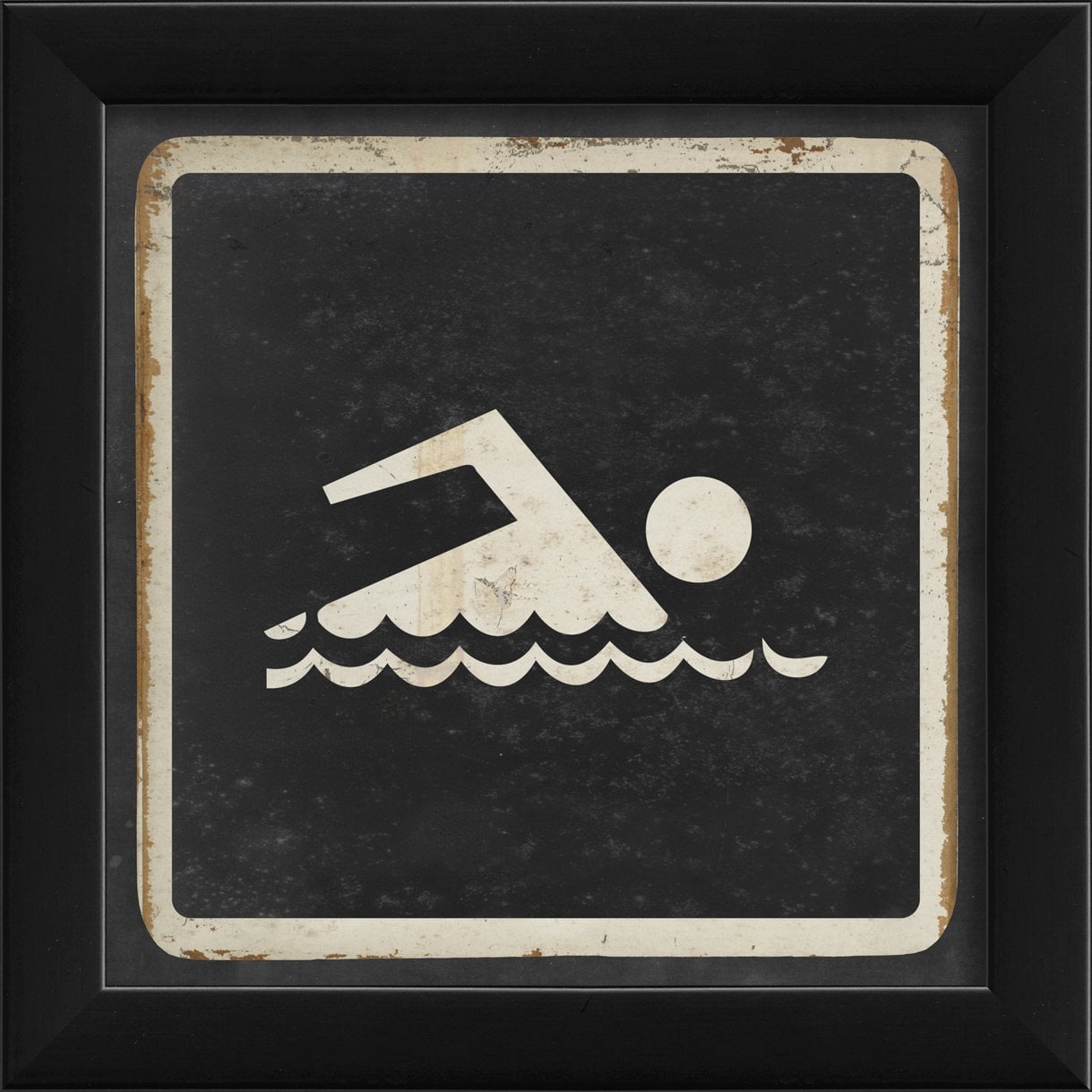 Artwork Factory  Swimming Sign Black Framed Print