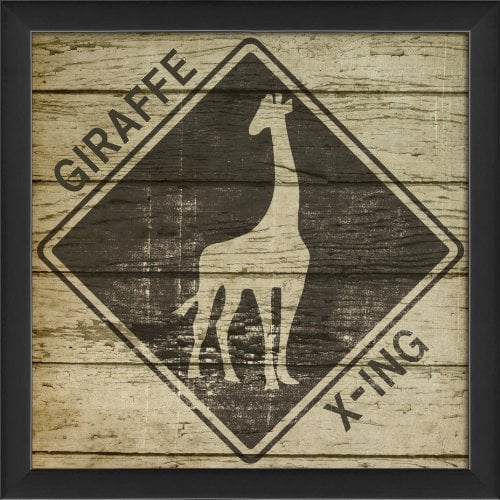 Artwork Factory 18506 EB Giraffe Xing Framed Print