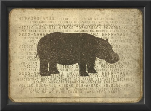 Artwork Factory 17768 EB Hippo Silhouette Framed Print
