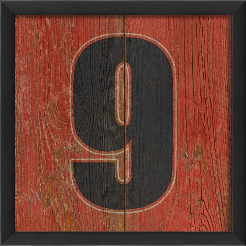 Artwork Factory 17752 EB Number 9 Wooden Red Framed Print