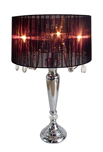 Picture of Elegant Designs Trendy Romantic Sheer Shade Table Lamp with Hanging Crystals