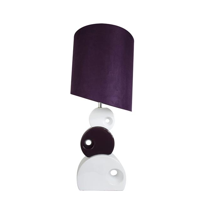 Elegant Designs Purple and White Stacked Circle Ceramic Table Lamp with Asymm...