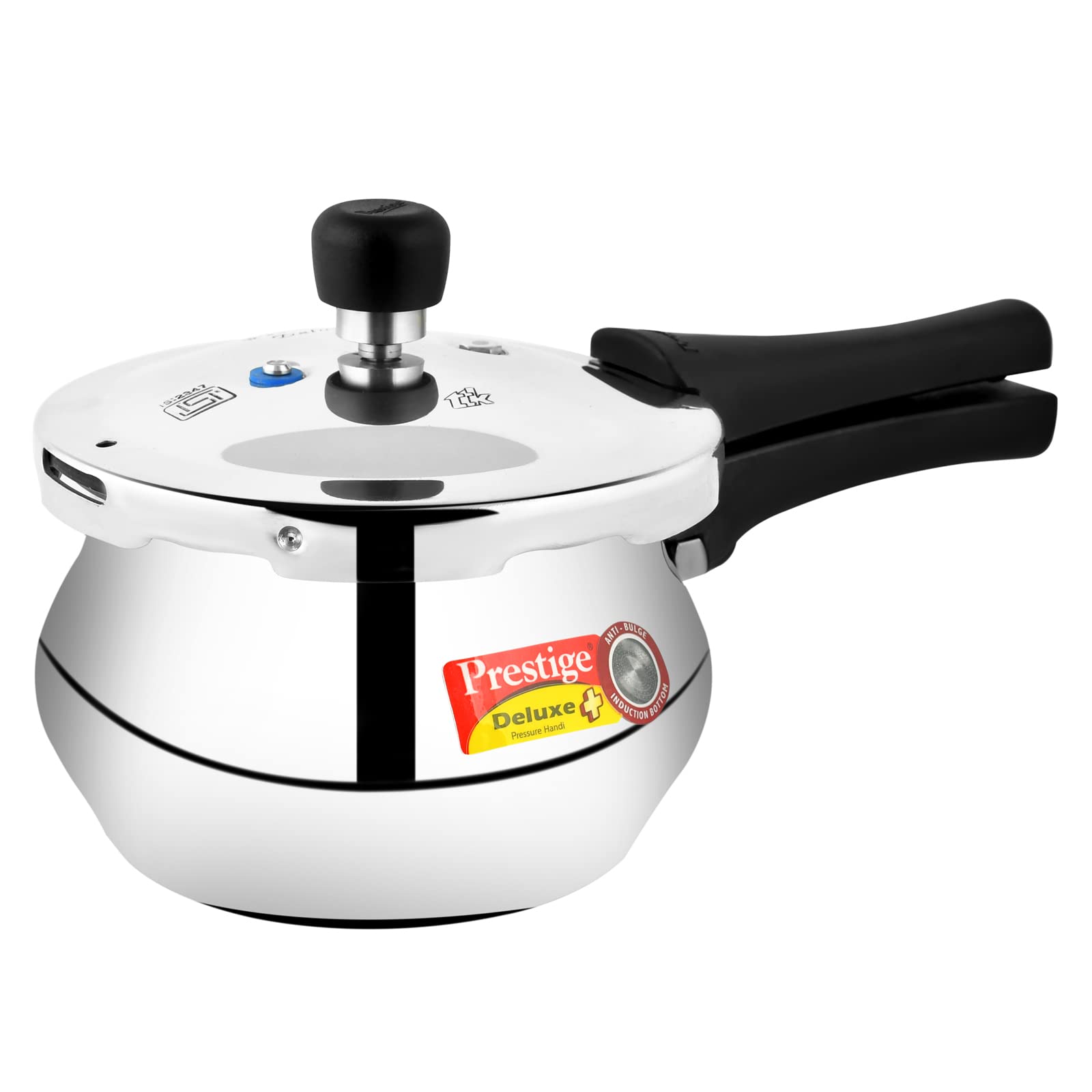 Picture of Prestige PRDAH2 Small Deluxe Plus New Flat Base Aluminum Pressure Handi for Gas and Induction Stove Silver - 2 Litres