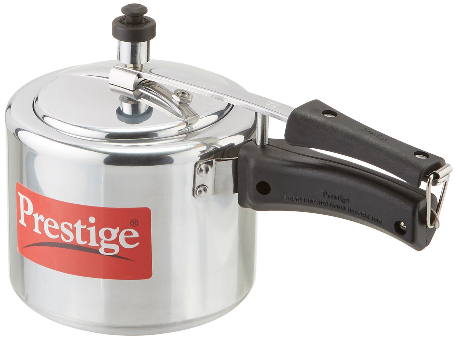 Picture of Prestige PRNPC3 Small Nakshatra Plus Flat Base Aluminum Pressure Cooker for Gas and Induction Stove Silver - 3 Litres