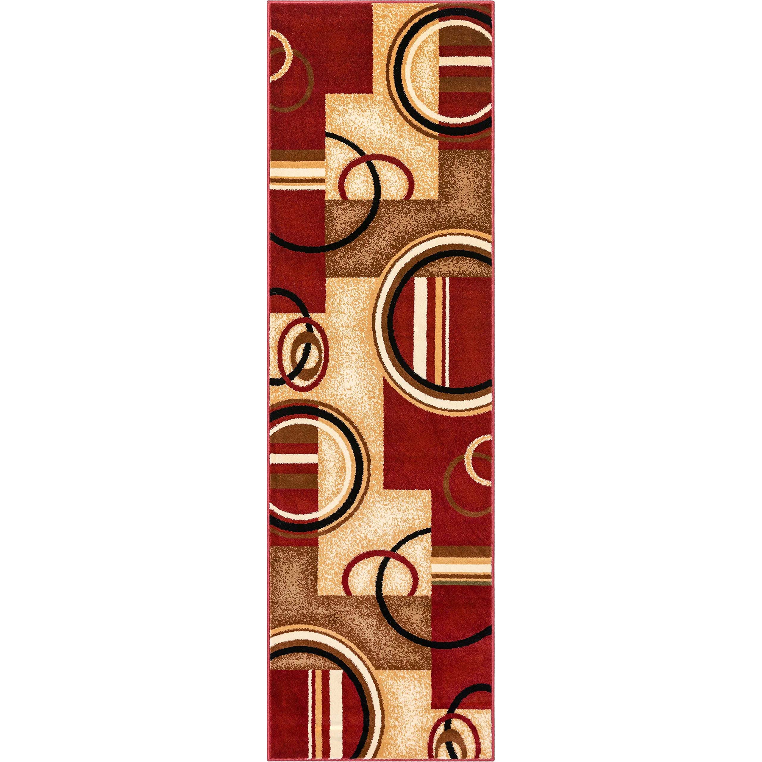 Barclay Arcs and Shapes 2 ft. 3 in. x 7 ft. 3 in. Runner Rug in Red