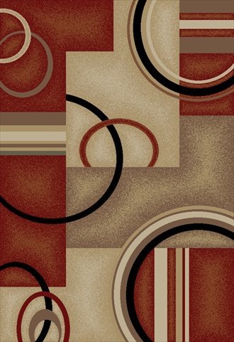 Barclay Arcs and Shapes 3 ft. 11 in. x 5 ft. 3 in. Rectangular Area Rug in Red