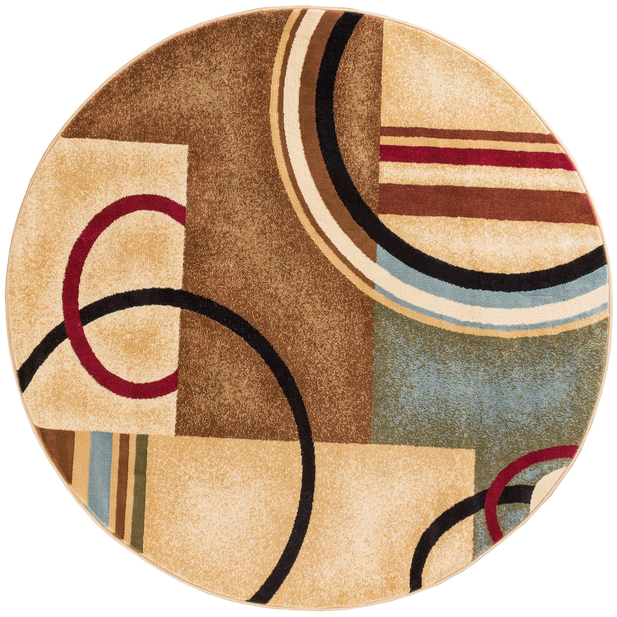 Barclay Arcs and Shapes Round Area Rug - Ivory - 5 ft. 3 in. - Modern Design