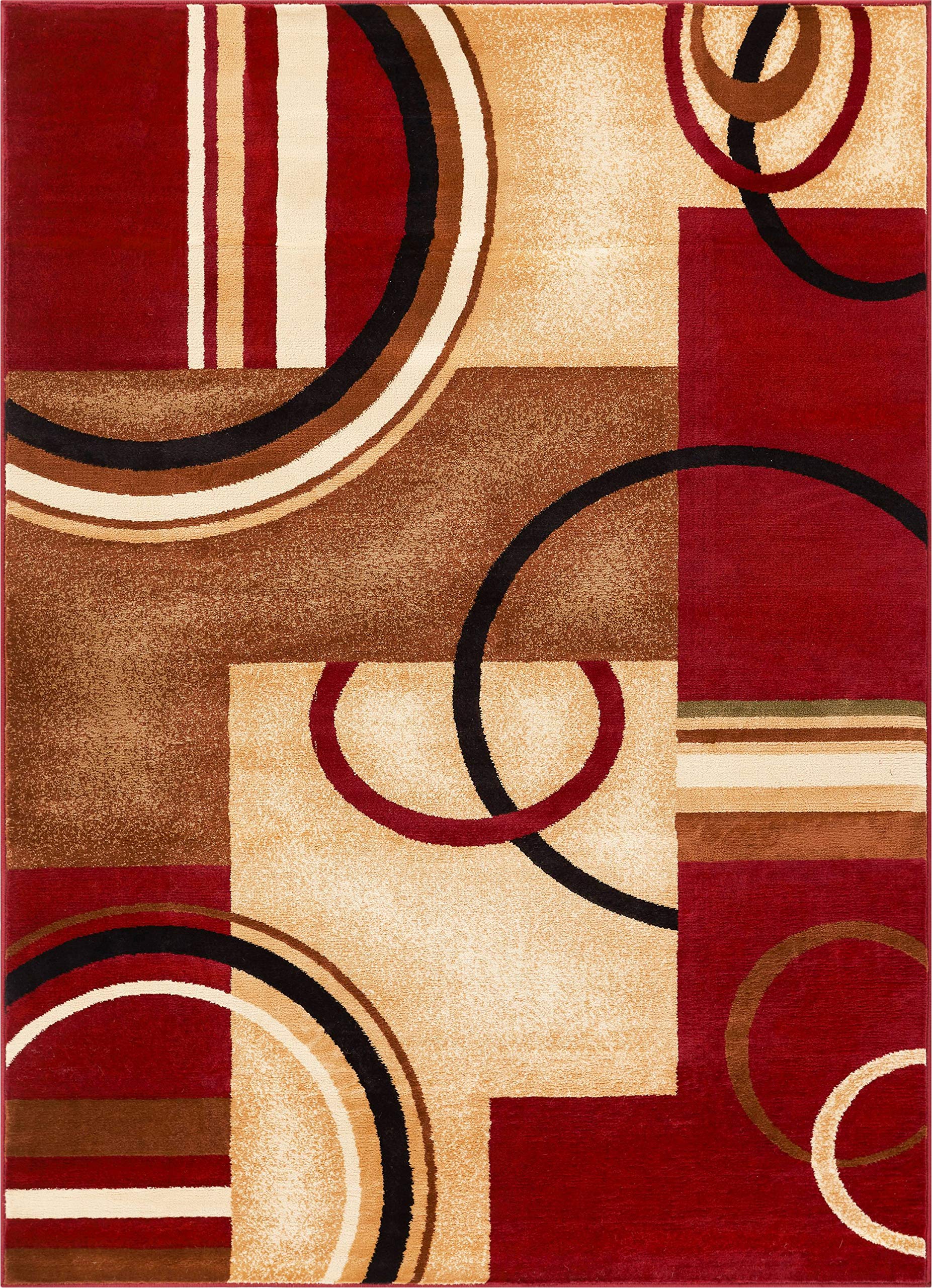 Barclay Arcs and Shapes 5 ft. 3 in. x 7 ft. 3 in. Rectangular Area Rug in Red