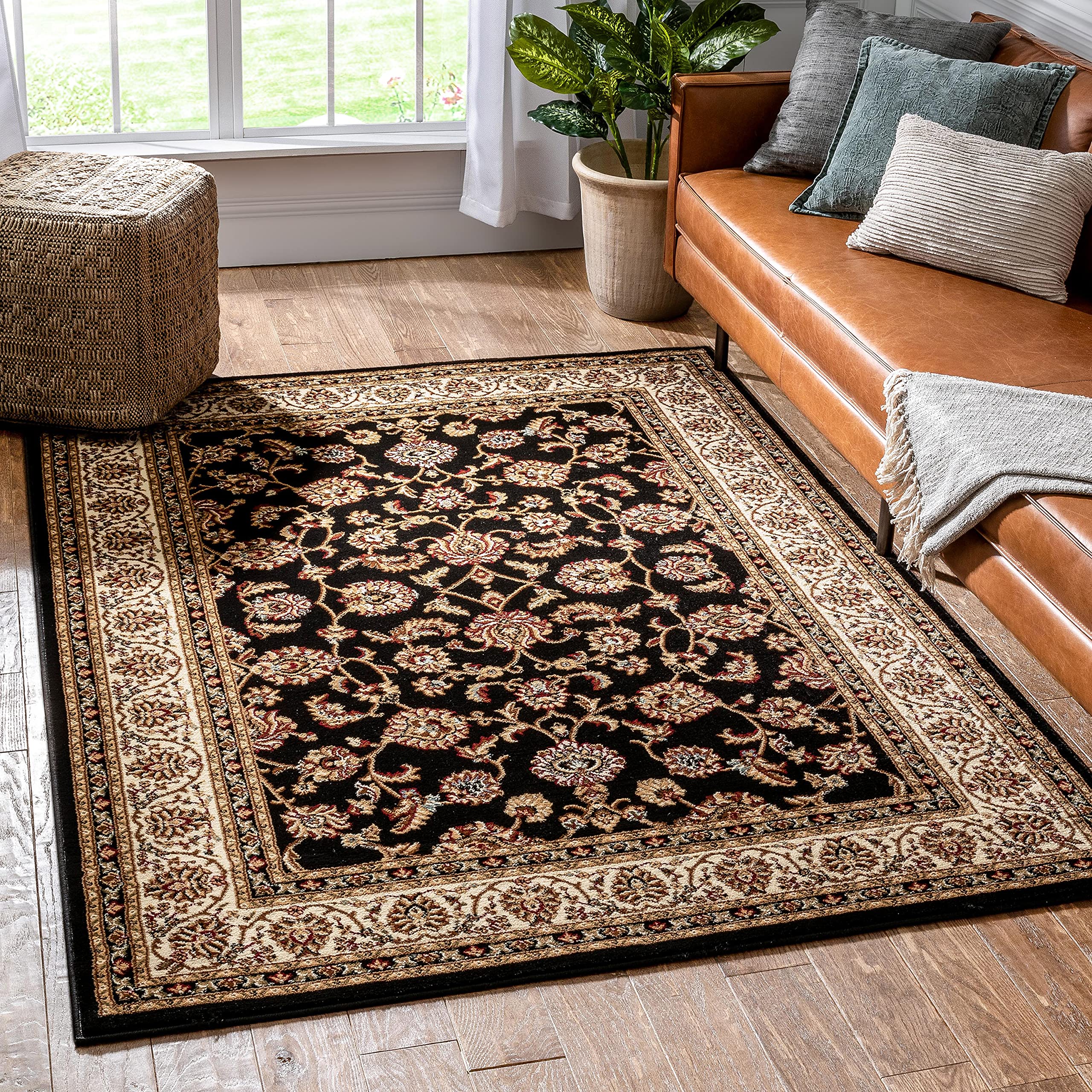 Barclay Sarouk 5 ft. 3 in. x 7 ft. 3 in. Rectangular Area Rug in Black
