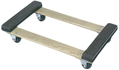272072 Open Deck Wood Dolly With Rubber Ends - With 4 in. Casters 30 in. x 18 in.
