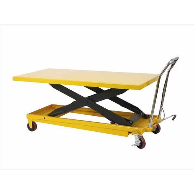 Long Deck Scissors Table - Blue - 36 in. Raised Height - 1100 lb Capacity