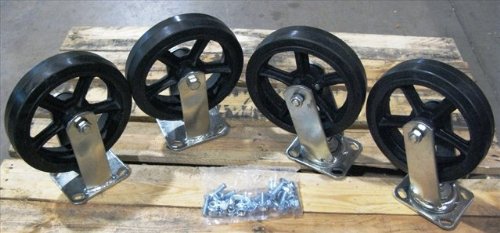 Moldon Rubber Casters - 6 in. - Set of 4 - Durable for Steel Trucks