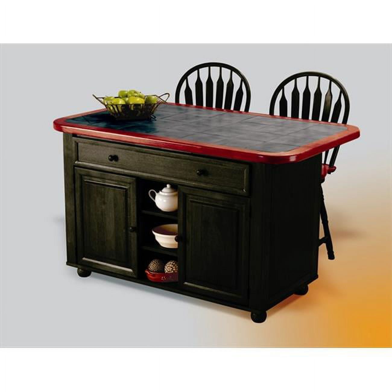 Kitchen Island Set - Gray Tile Top