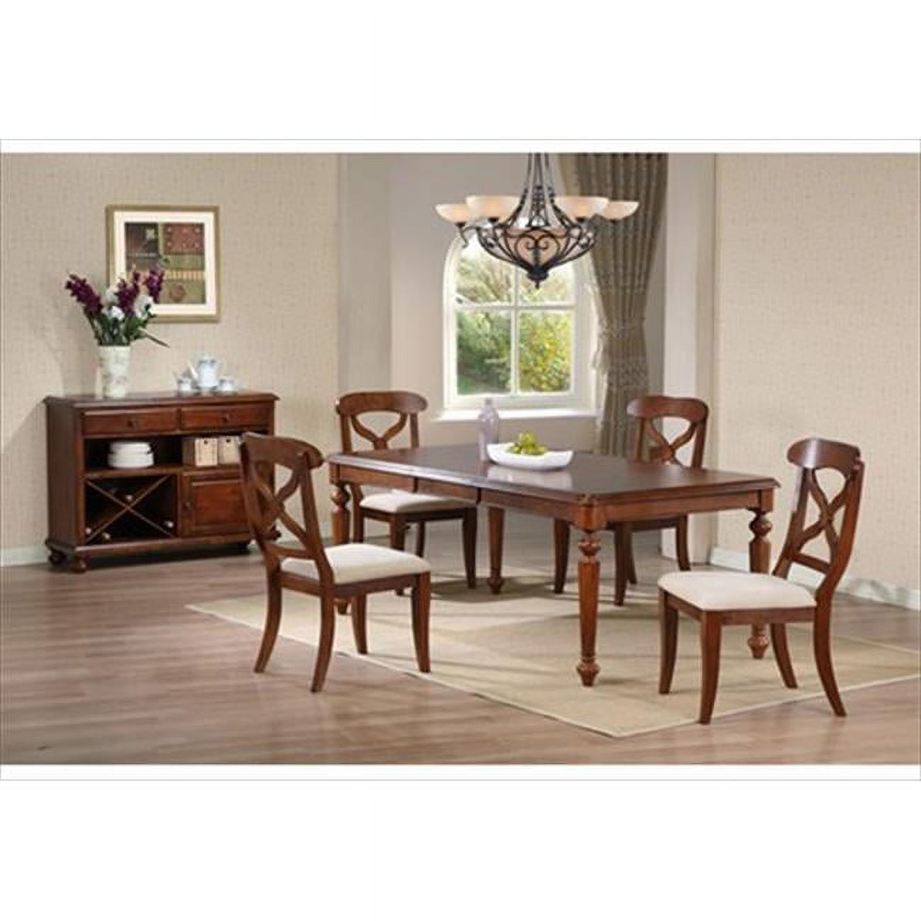 5 Piece Andrews Butterfly Leaf Dining Table Set in Chestnut