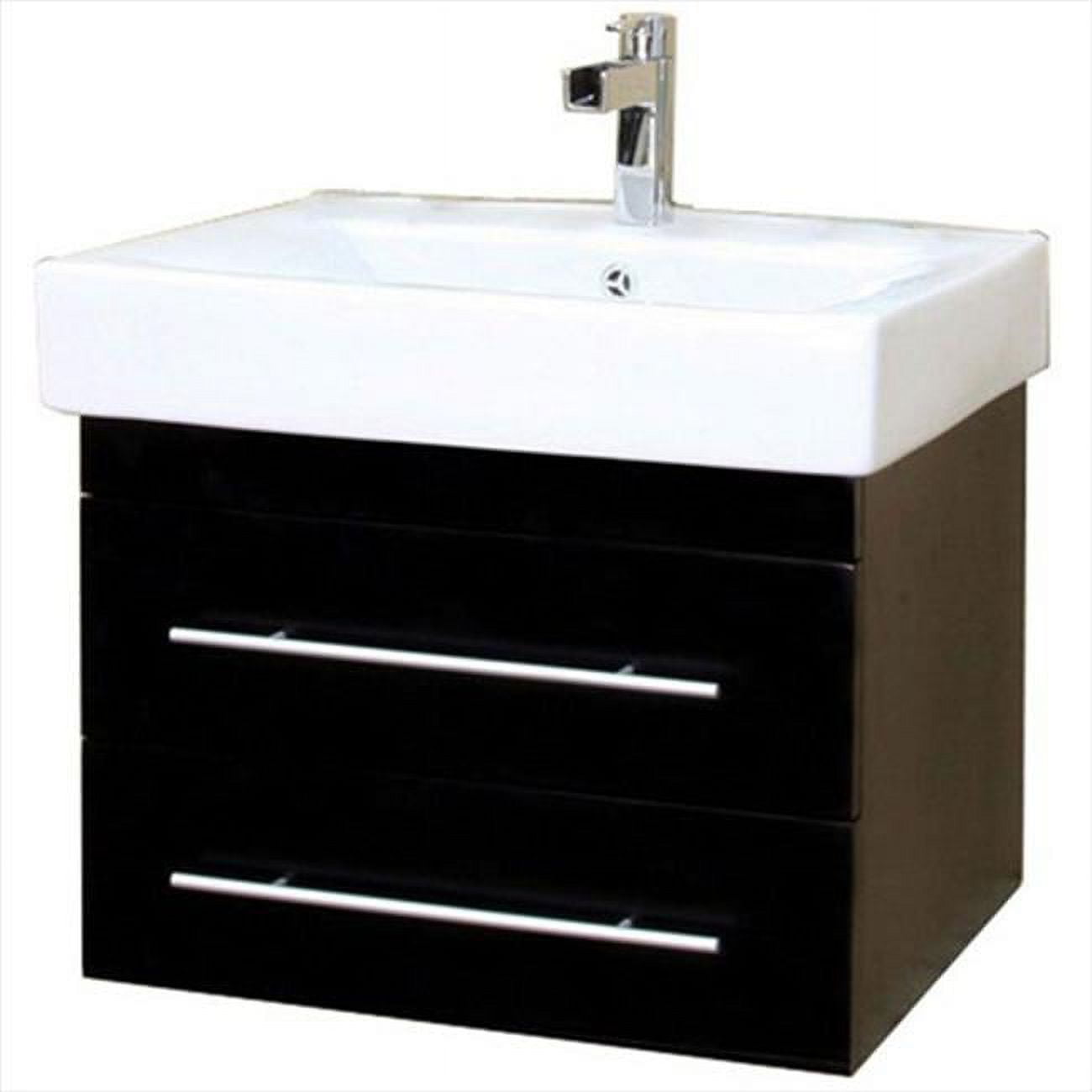 Lyon S 25 in. Single Vanity in Black with Porcelain Vanity Top in White