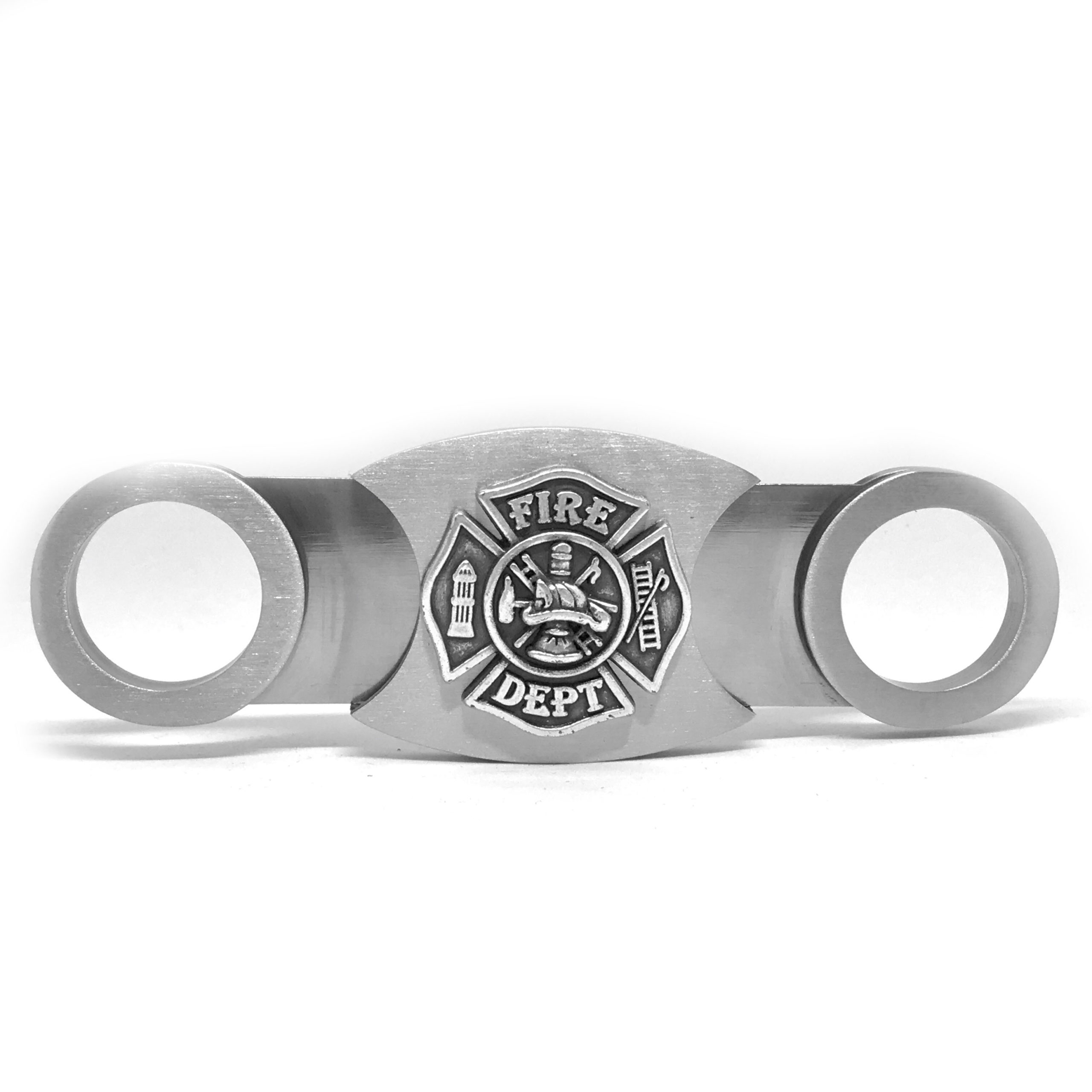 Picture of Cigar Cutters by Jim CT-FMN2 Stainless Steel Closed Guillotine Cutter With Fireman&apos;s Cross Embellishment