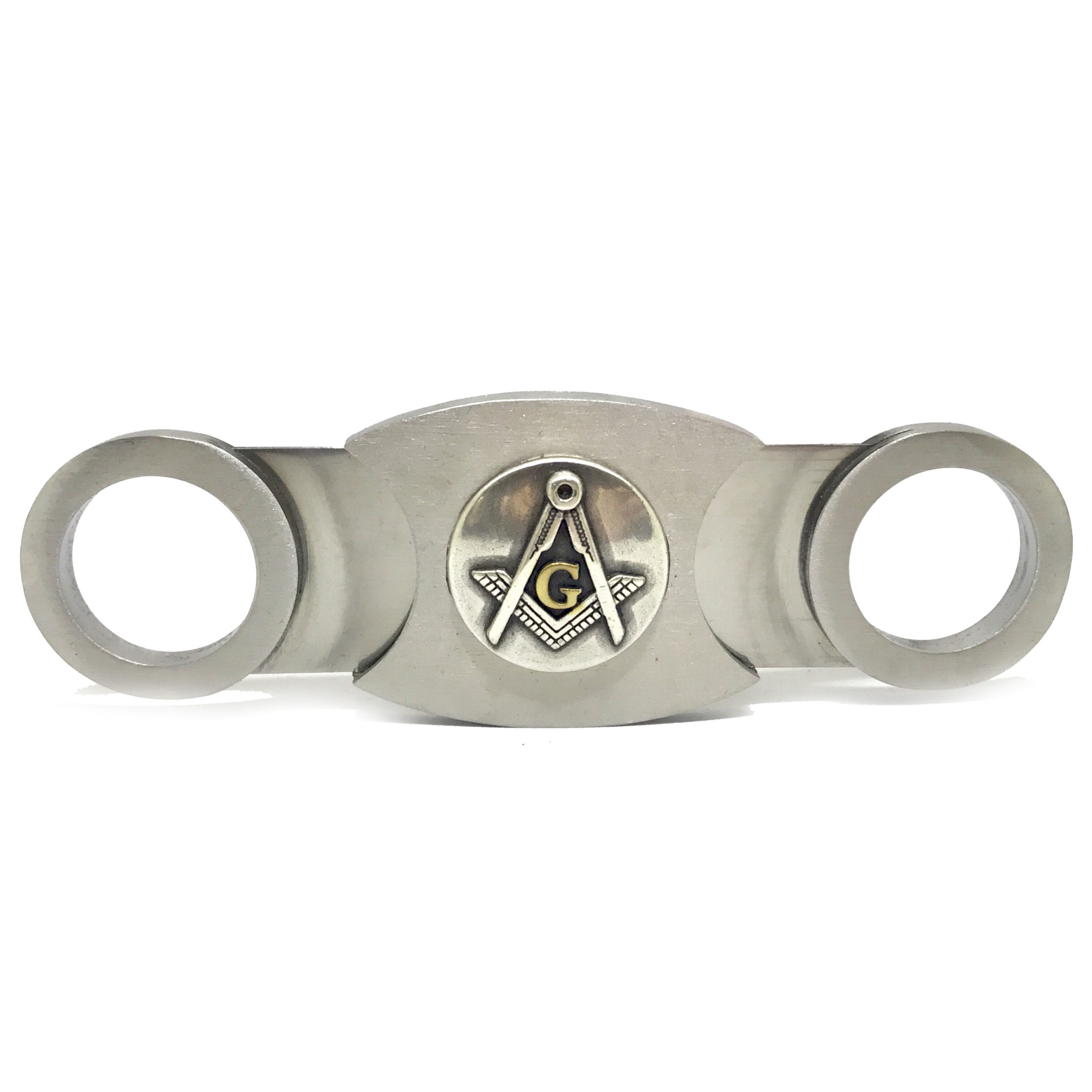Picture of Cigar Cutters by Jim CT-MSN1 Stainless Steel Closed Guillotine Cutter With Masonic Embellishment