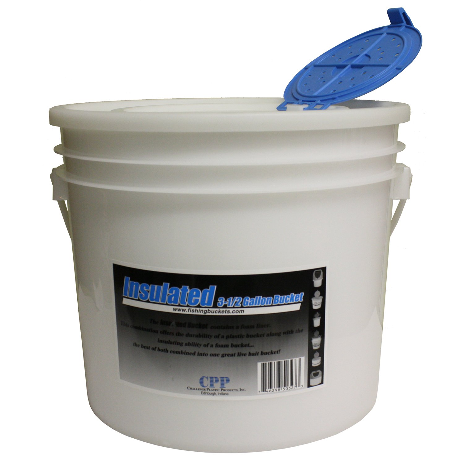 Challenge  Challenge 3.5 Gallon Insulated Bait Bucket with Lid - White