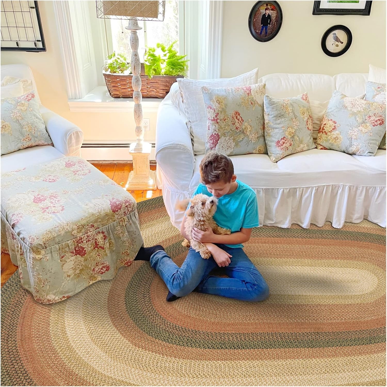 504043 Russet Hudson Jute Braided Rugs - Oval - 5 ft x 8 ft