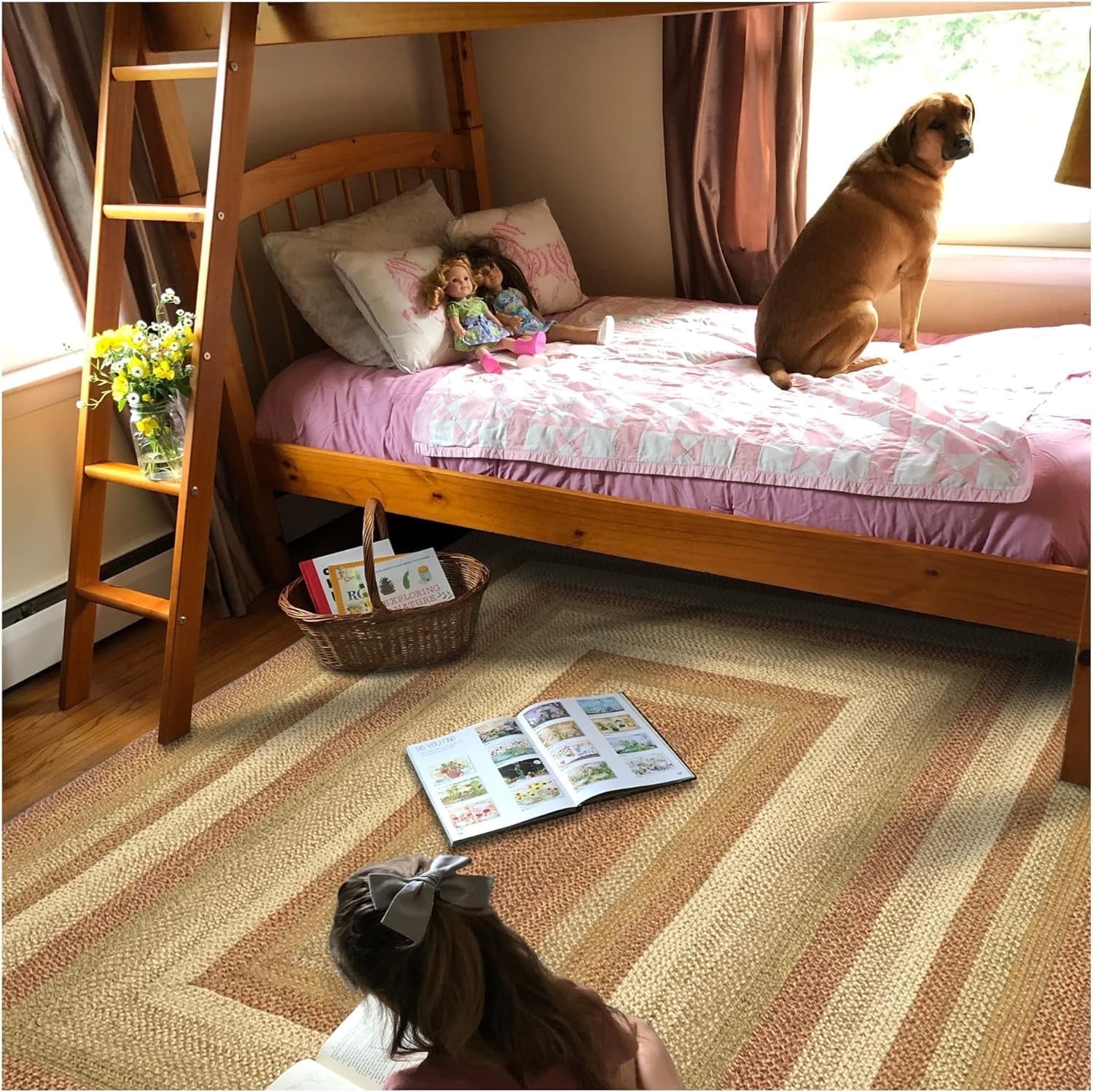 514073 Harvest Hudson Jute Braided Rugs - Rectangle - 5 ft x 8 ft