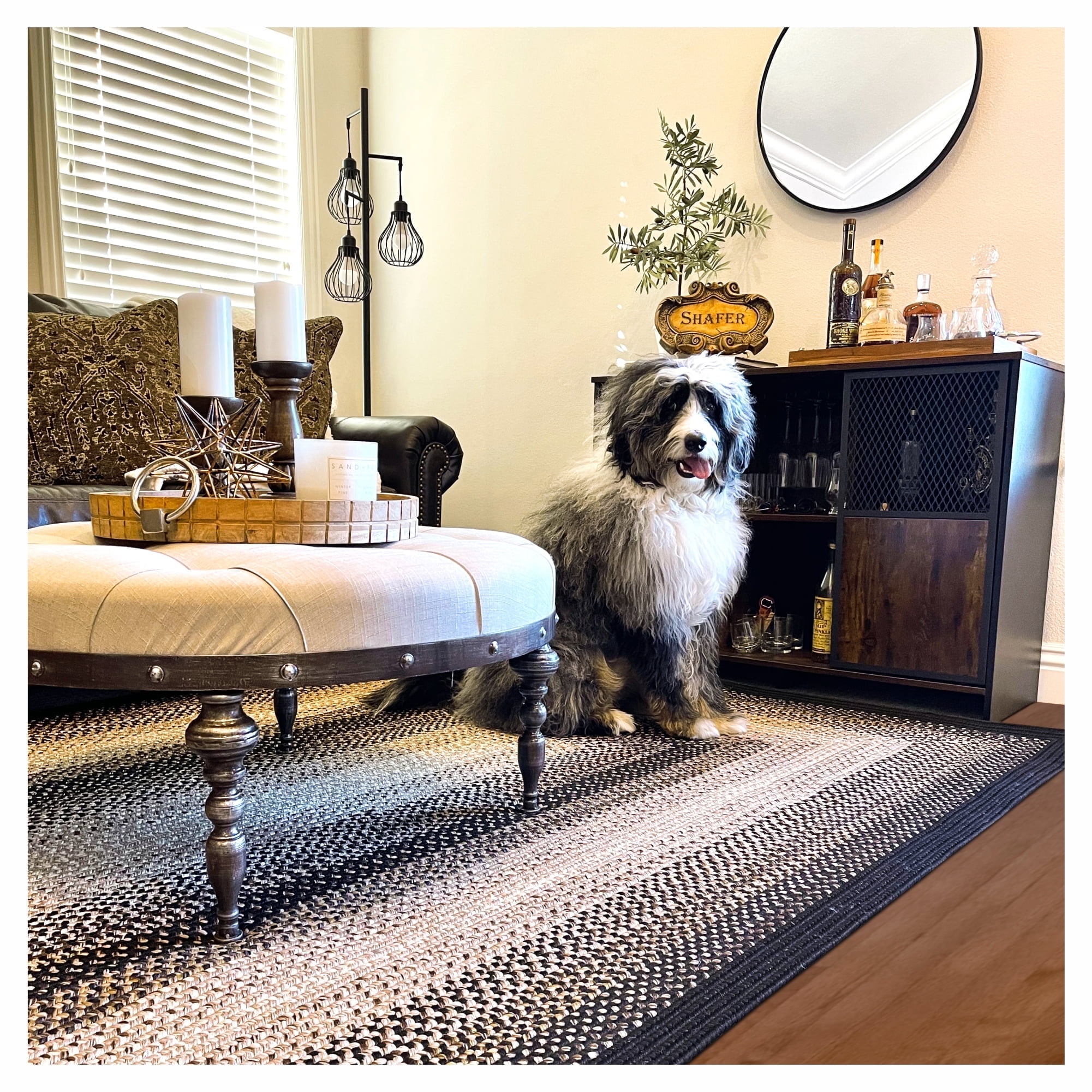 313089 Black Mist Ultra Durable Braided Rugs - Rectangle - 4 ft x 6 ft