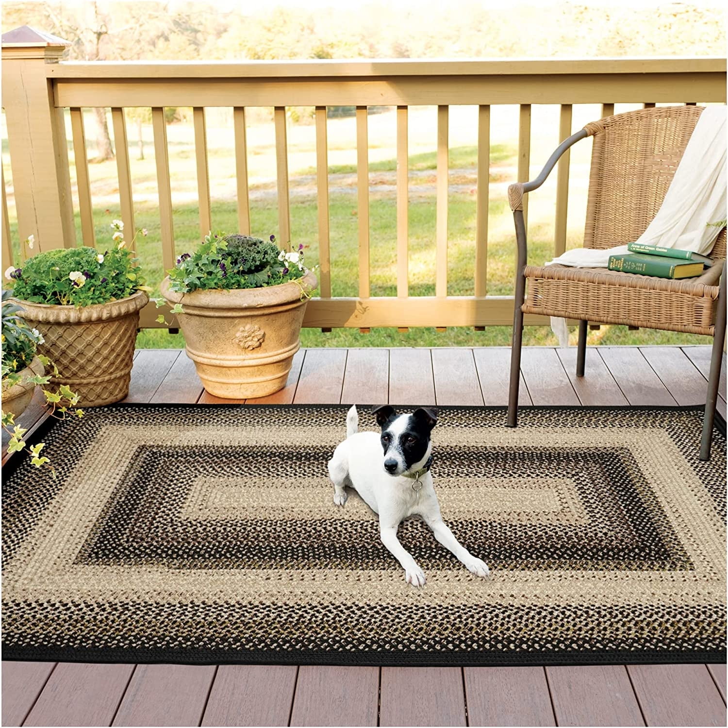 314086 Black Mist Ultra Durable Braided Rugs - Rectangle -  5 ft x 8 ft