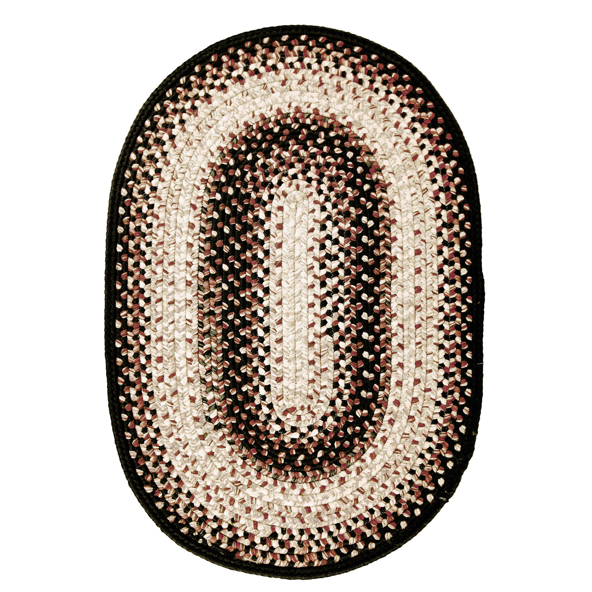 321084 Black Mist Ultra Durable Braided Rugs - Oval - 1 ft 8 in x 2 ft 6 in